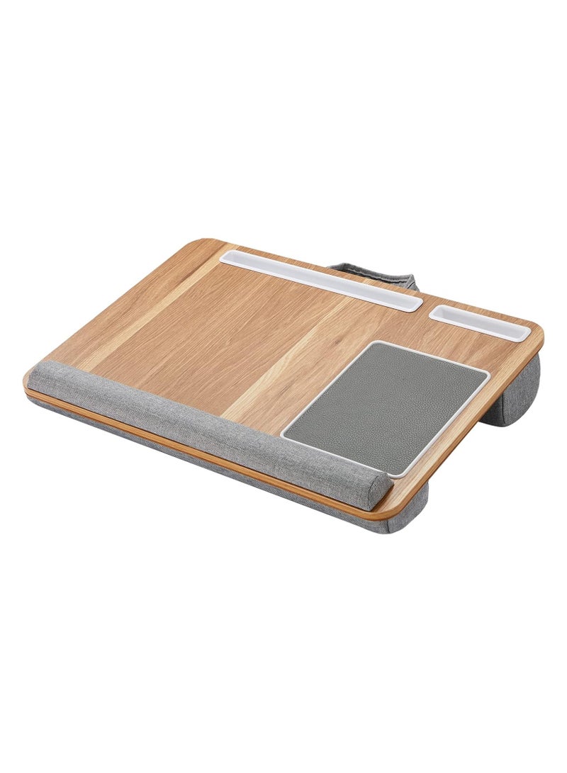 DubaiGallery Bamboo Computer Writing Desk Portable Tabletop Laptop Stand wooden Lap Tray Bed Sofa Desk With Soft Pillow Cushion - Image 2