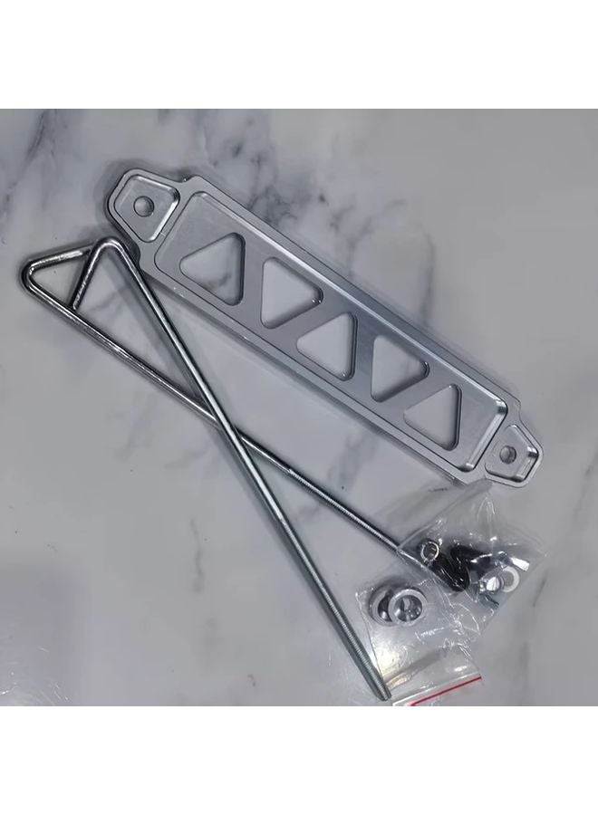 Large Universal Aluminum Alloy Car Battery Strap Holder Silver Fixed Bracket With Two J Bolts - Image 1