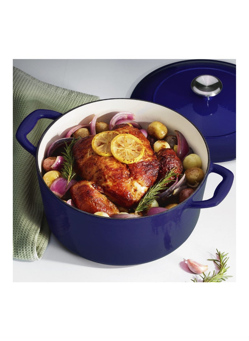 TRAMONTINA - Since 1911,Made in Brazil- Series 1000 5.5 Qt Cobalt Enameled Cast Iron Covered Round Dutch Oven - Image 1