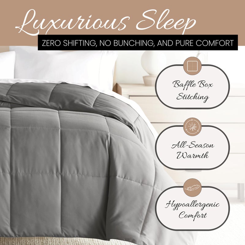 Linen Market King Comforter (1 Piece - Gray) - Bring Luxury Home with Our Soft and Lightweight Down Alternative Comforters King Size - Can Also fit as California King Size Beds - Image 3