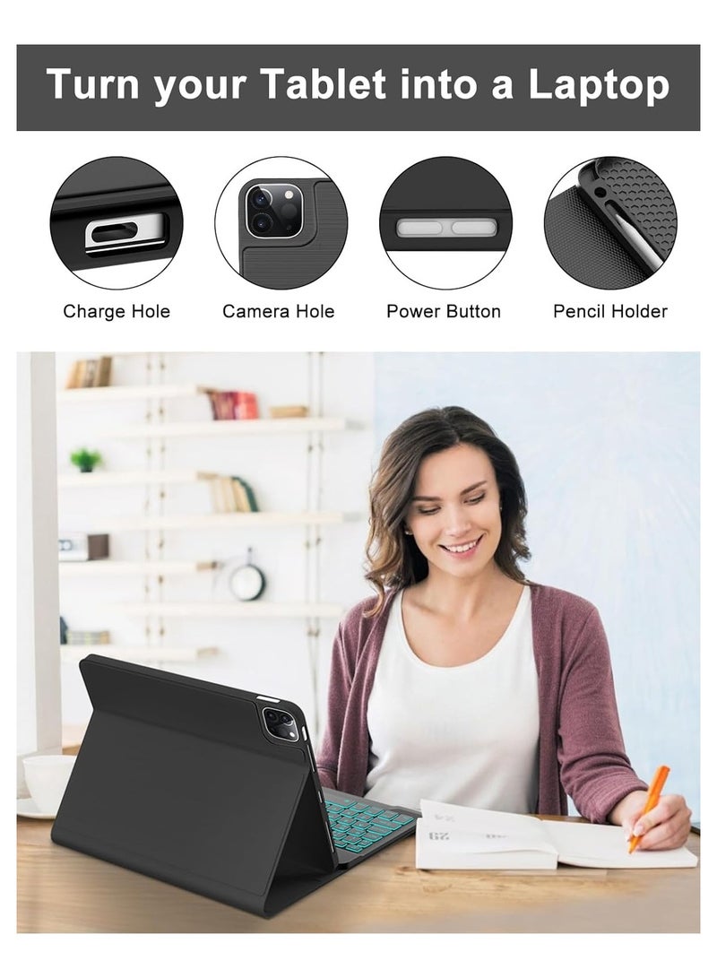 Keyboard Case for iPad Pro 11-inch (M4), Backlit Magnetically Detachable Bluetooth Keyboard with Touchpad and Pen Holder Slot, (A2836, A2837, A3006) for iPad Pro 11 2024 - Image 3