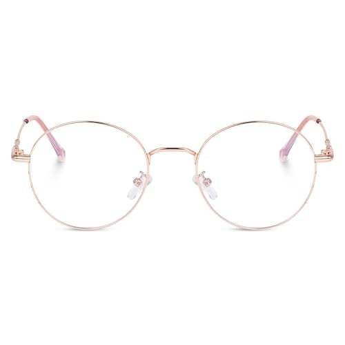 Dervin Zero Power Computer Bluelight Blocking Glasses For Men and Women | Blue Cut Computer Glasses | Full Rim Oval Shape Glasses | Anti Glare, Lightweight & Blocks Harmful Rays (Rose Gold) - Image 2