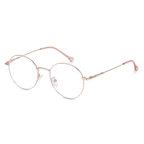 Dervin Zero Power Computer Bluelight Blocking Glasses For Men and Women | Blue Cut Computer Glasses | Full Rim Oval Shape Glasses | Anti Glare, Lightweight & Blocks Harmful Rays (Rose Gold) - Image 1