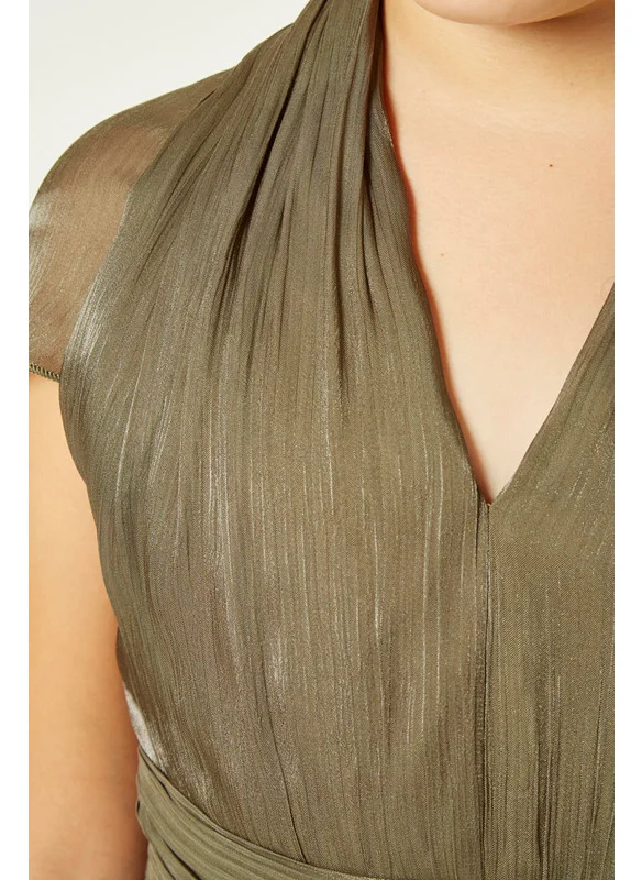 Amri Silk Dress With Draped Sleeves