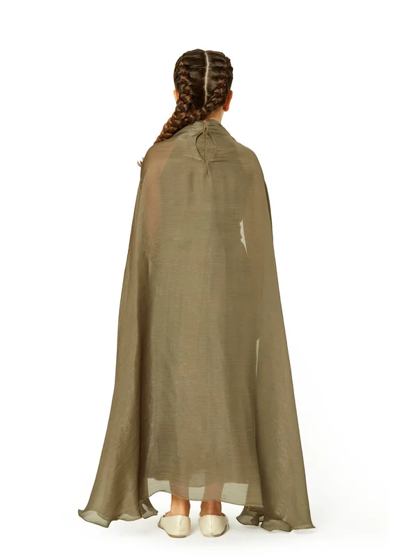 Amri Silk Dress With Draped Sleeves