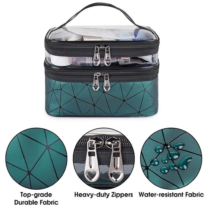 ACHARAJ Womens Make Up Travel Organizer Toiletry Kit Bag Pouch for Brush Make up Holder Fashion Portable Heavy Luxury Bag Green - Image 3