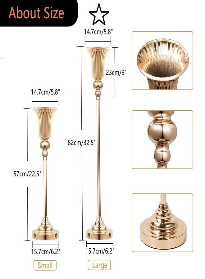 Lovecat 32.5 inch Versatile Metal Wedding Centerpieces Vase, Set of 2 Tall Gold Trumpet Vases Road Lead for Wedding, Reception, Party, Events, Anniversary (Gold, 32.5in - 2Pcs) - Image 5