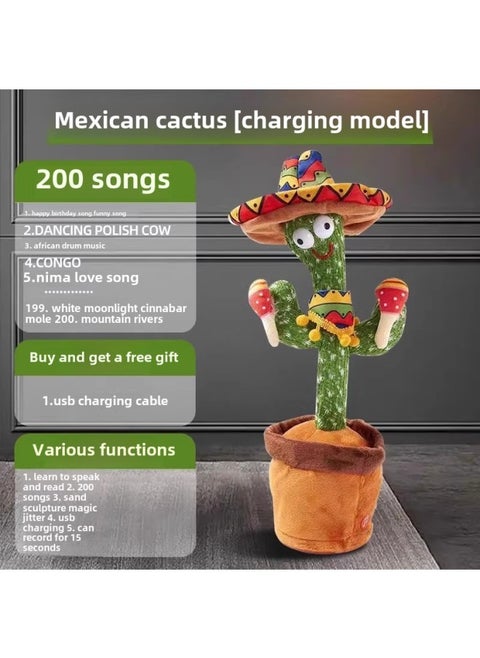 Re-reading Duck 0-1 Years Old 3 Babies Learn To Talk, Sing And Dance To Appease Babies To Coax Dolls Plush Toys-Color:*~*[upgraded Charging Model] Mexican Cactus (comes With Charging Cable + Magic Dance + Learning To Speak + 200 Songs + Recording + Lighting) *~*