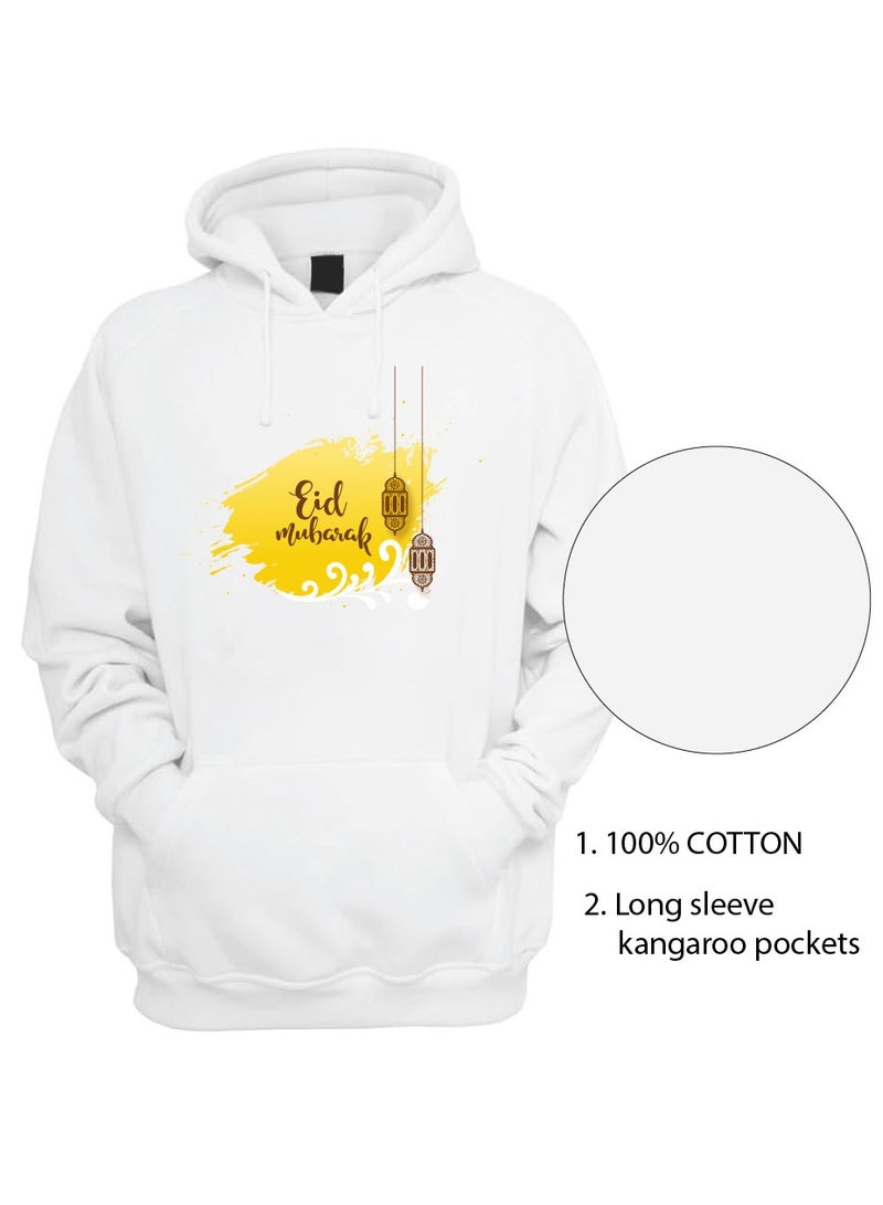 PRINTSHOP4ME Eid Mubarak Hoodie for Both Men and Women - Soft Cotton Pullover - Long Sleeve with Drawstring and Kangaroo Pockets - Perfect for Travel - Celebrate Eid in Style - Image 5