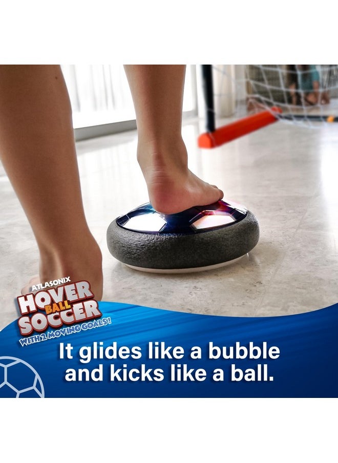 Atlasonix Moving Goals Hover Soccer Ball 4 Pack - 2 Air Floating LED Disk Balls and 2 Gliding Goals, Indoor Fun Game Sports Set, Birthday for Kids 5-7, 8-12, Soccer Toys for Boys and Girls  - Image 4