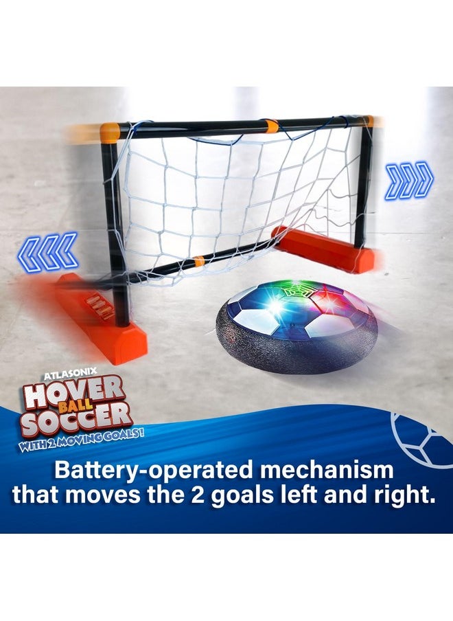 Atlasonix Moving Goals Hover Soccer Ball 4 Pack - 2 Air Floating LED Disk Balls and 2 Gliding Goals, Indoor Fun Game Sports Set, Birthday for Kids 5-7, 8-12, Soccer Toys for Boys and Girls  - Image 3