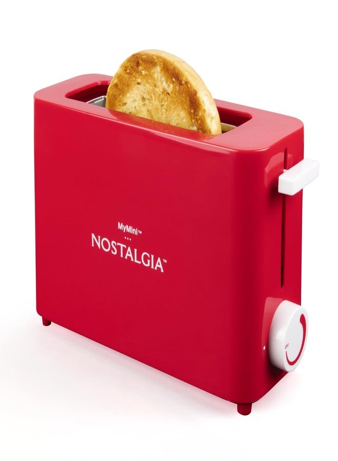 Nostalgia MyMini Single Slice Toaster | 1.25" Wide Slot, Portion Control, Compact Design, Adjustable Temperature, Cancel, Defrost, and Bagel Button | Removable Crumb Tray | Red - Image 2