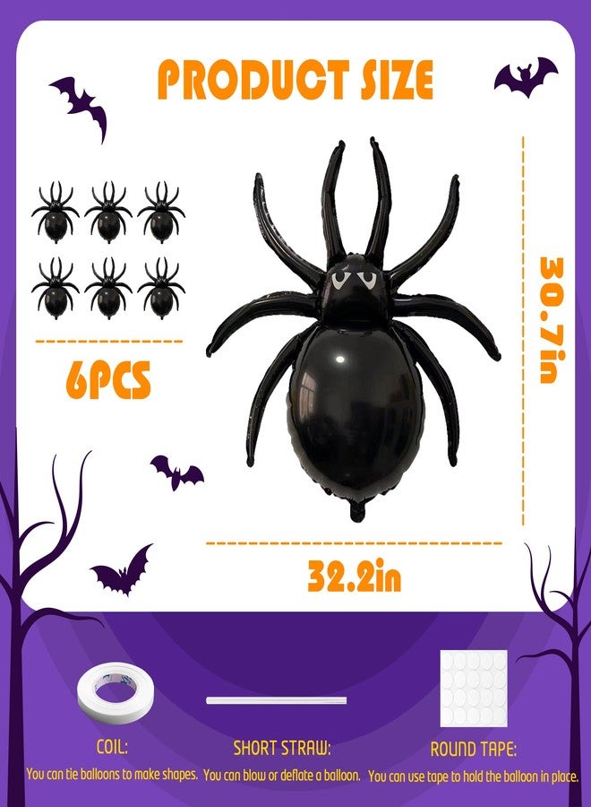 KHC-KHF Halloween-Balloons Spider-Balloons Black Spiders 33in Large Halloween Foil Mylar Balloons for Party Birthday Haunted House Spooky Decoration Supply - Image 3