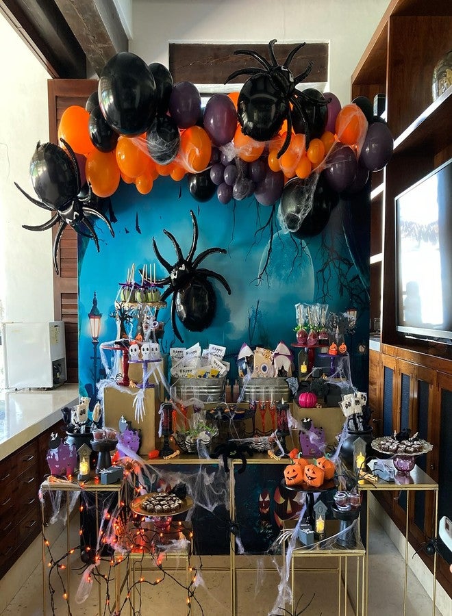 KHC-KHF Halloween-Balloons Spider-Balloons Black Spiders 33in Large Halloween Foil Mylar Balloons for Party Birthday Haunted House Spooky Decoration Supply - Image 4
