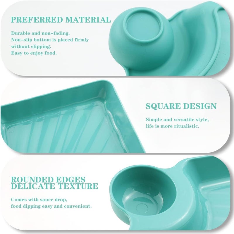 OLWICK® Plastic Plates with Sauce Compartment Serving Plates Dumpling Plate Seasoning Dish Snack Dish Sauce Plate for Home and Kitchen, Pack of 8, Yellow - Image 5