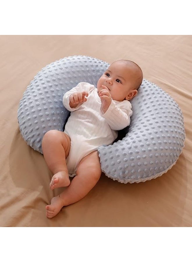 Aullar Pillowcase for Nursing Pillow and Positioner for Breastfeeding and Bottle Feeding, Propping Baby, Tummy Time, Baby Sitting Support, Awake-Time Support, Pillow Cover Only (Blue) - Image 1