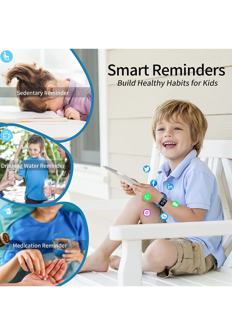 0 تي أوه وان تيك ساعة ذكية للأطفال، ساعة ذكية مقاومة للماء IP68 للأطفال، ساعة تتبع نشاط اللياقة البدنية للأطفال مع معدل ضربات القلب، 19 وضعًا رياضيًا، مراقبة النوم، عداد الخطوات، هدية للأولاد والبنات والمراهقين من 6 إلى 16 عامًا (أزرق) - Image 4