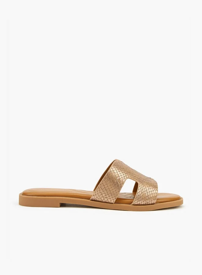 Flora Bella By Shoexpress Textured Slip-On Flat Sandals