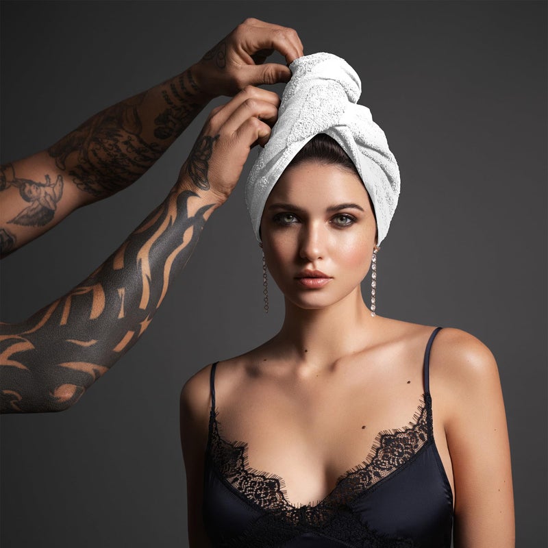 Fromm Colorsafe 100% Cotton Bleach Proof Salon Hair Towels For Hairstylists  Barbers  Spa  Gym In White  16"" By 29""  6 Count Absorbent Stain Resistant Towels For Drying Curly  Long  Wavy Hair - Image 3