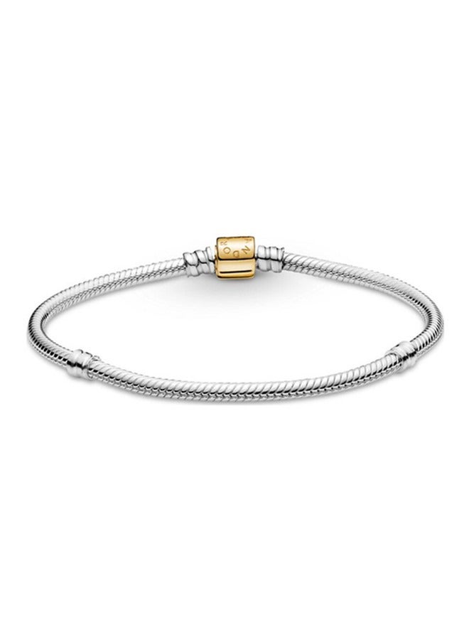 Pandora Moments Two-tone Barrel Clasp Snake Chain 925 Sterling Silver Bracelet