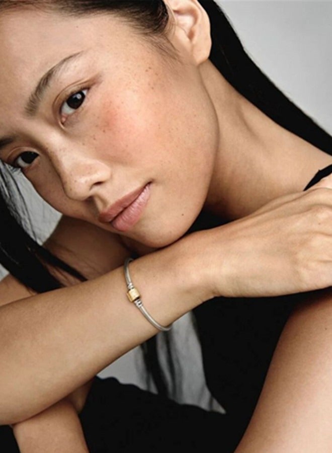 Pandora Moments Two-tone Barrel Clasp Snake Chain 925 Sterling Silver Bracelet