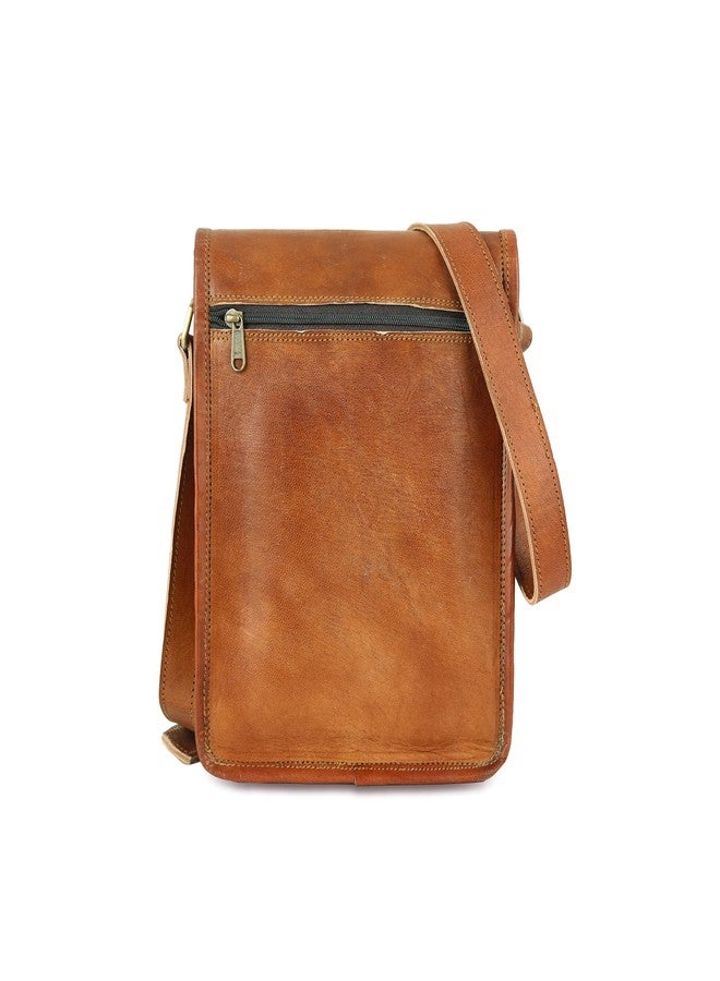 RSN Stylish Genuine Leather 3 Compartment Sling Bag Cross Body Travel Office Side Bag For Unisex (11x9 Inch) - Image 3