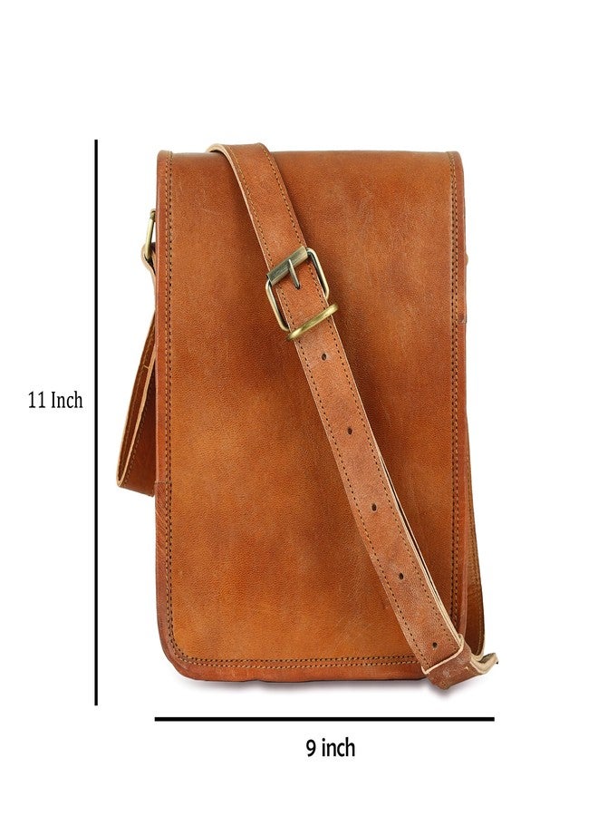RSN Stylish Genuine Leather 3 Compartment Sling Bag Cross Body Travel Office Side Bag For Unisex (11x9 Inch) - Image 5
