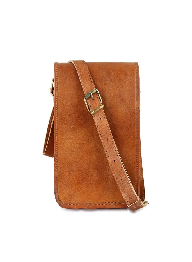 RSN Stylish Genuine Leather 3 Compartment Sling Bag Cross Body Travel Office Side Bag For Unisex (11x9 Inch) - Image 1