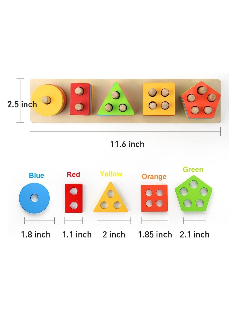 Educational Toys Geometry Shape Sorter Early Childhood Development Preschool Kids Toy Puzzle Game Set Color Recognition Stacker and Shape Sorter Learning Puzzles (5 Shapes Sorter) - Image 3