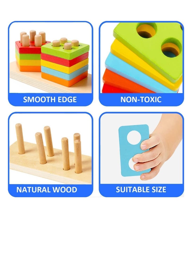 Educational Toys Geometry Shape Sorter Early Childhood Development Preschool Kids Toy Puzzle Game Set Color Recognition Stacker and Shape Sorter Learning Puzzles (5 Shapes Sorter) - Image 4