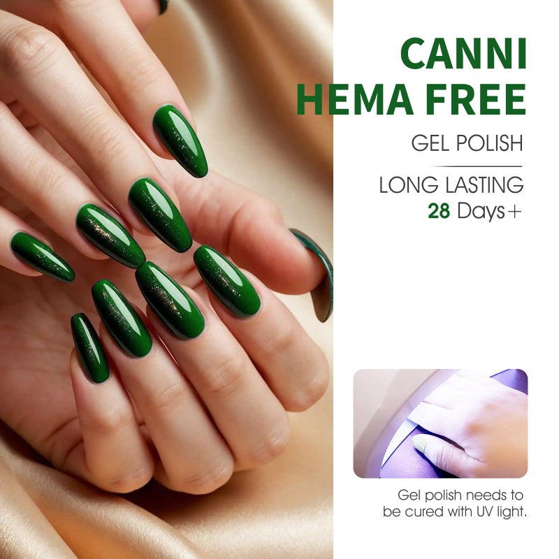 CANNI Green Gel Nail Polish Set â€“ 6 Colors (Olive, Evergreen, Sage, Mint, Light Green), 9ML Soak Off UV LED Gel Nail Kit for Spring Nail Art & DIY Manicure - Image 4