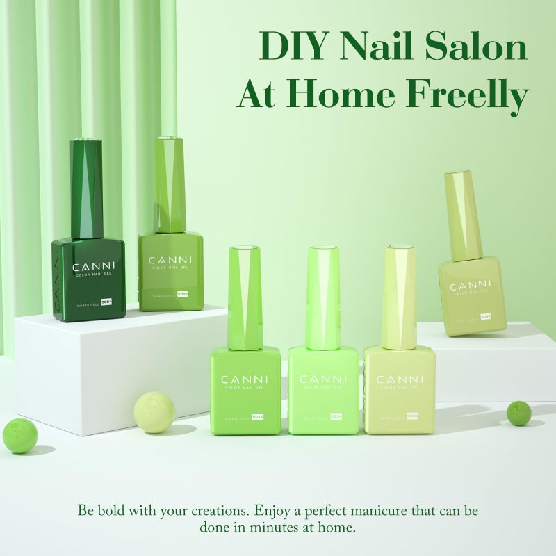 CANNI Green Gel Nail Polish Set â€“ 6 Colors (Olive, Evergreen, Sage, Mint, Light Green), 9ML Soak Off UV LED Gel Nail Kit for Spring Nail Art & DIY Manicure - Image 2