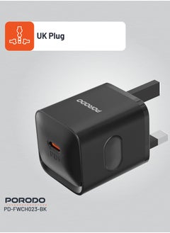porodo USB-C Port Wall Charger / PD20W / UK Charger - Black  - Image 4