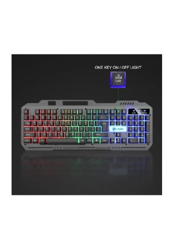 Denx LED Gaming Keyboard With Mouse Set Black - Image 5