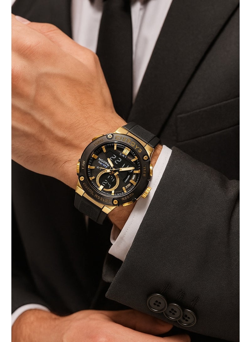 Elanova Sporty analog-digital watch with dual time feature, durable silicone strap, and 5-bar water resistance, model EL71 - Image 2