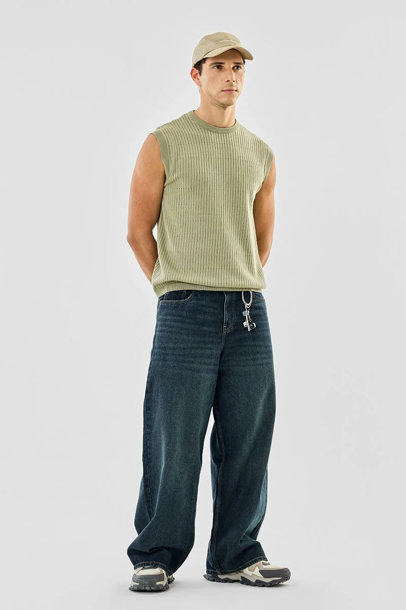 SNITCH Knitted 100% Cotton Sleeveless T-Shirt