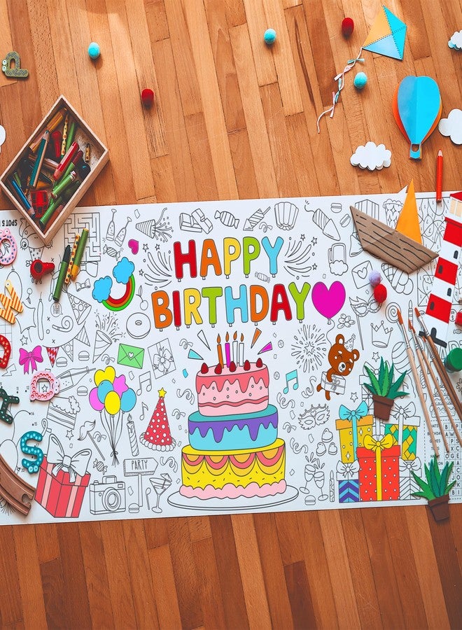 Animsco Happy Birthday Giant Coloring Tablecloth - 72 x 31 Inch Jumbo Paper Coloring Activity Poster, Birthday Party Themed Table Cover for Birthday Party, Classroom, Family Game Night Decorations - Image 3