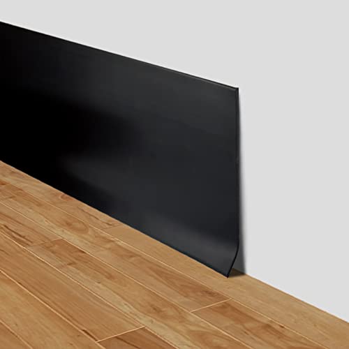 LSGCQ Flexible Baseboard Molding Trim 4 Inch x 20 Feet Self-Adhesive Vinyl Wall Base Peel and Stick Cove Base Rubber Wall Moulding Trim (Black) - Image 1
