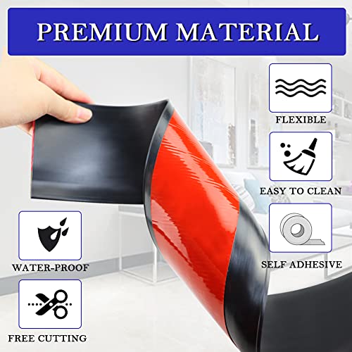 LSGCQ Flexible Baseboard Molding Trim 4 Inch x 20 Feet Self-Adhesive Vinyl Wall Base Peel and Stick Cove Base Rubber Wall Moulding Trim (Black) - Image 3