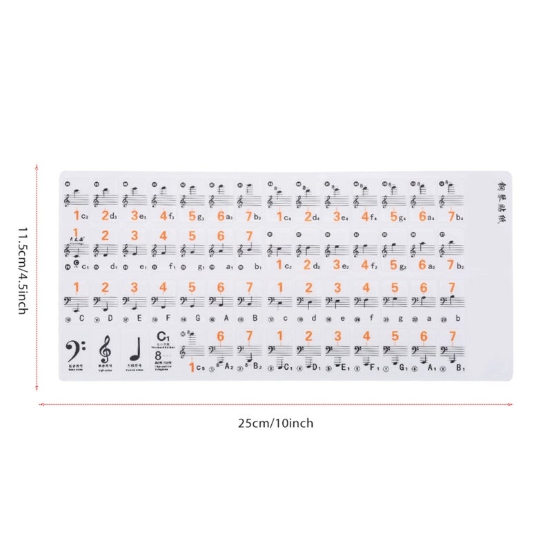 Piano Keyboard Stickers Transparent PVC 61 88 Keys Color-Coded - Easy To Remove Beginner Piano Learning Aid for Kids Electronic Piano Beginners - Image 2