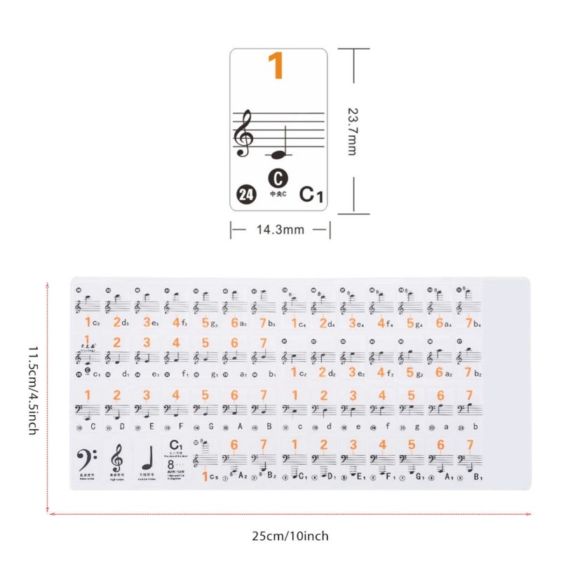 Piano Keyboard Stickers Transparent PVC 61 88 Keys Color-Coded - Easy To Remove Beginner Piano Learning Aid for Kids Electronic Piano Beginners - Image 5