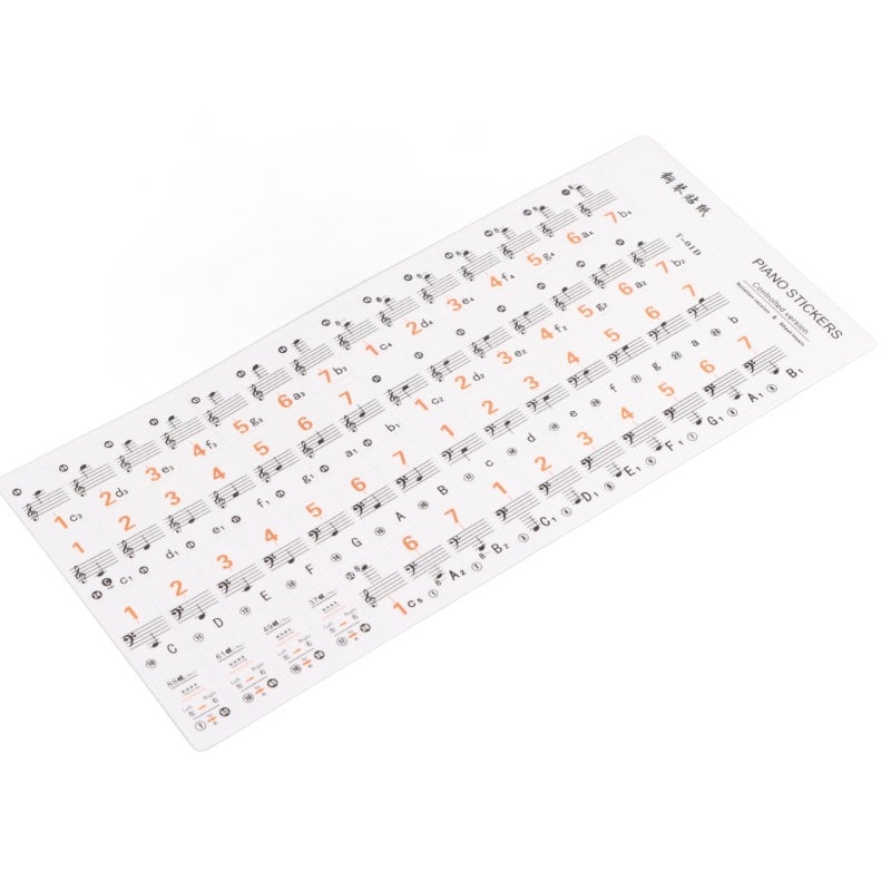Piano Keyboard Stickers Transparent PVC 61 88 Keys Color-Coded - Easy To Remove Beginner Piano Learning Aid for Kids Electronic Piano Beginners - Image 1