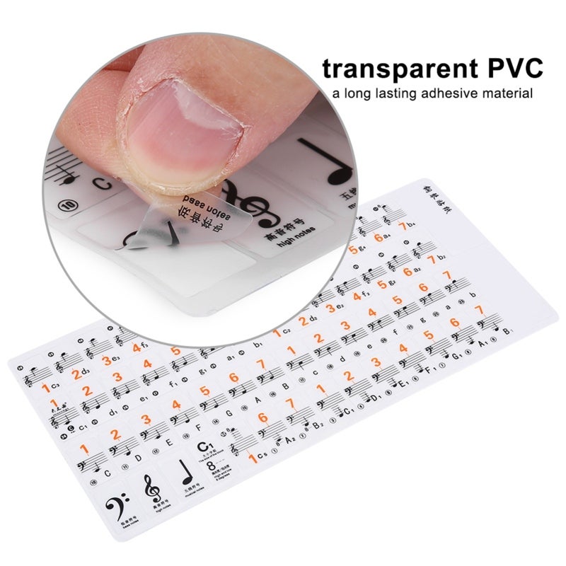 Piano Keyboard Stickers Transparent PVC 61 88 Keys Color-Coded - Easy To Remove Beginner Piano Learning Aid for Kids Electronic Piano Beginners - Image 4