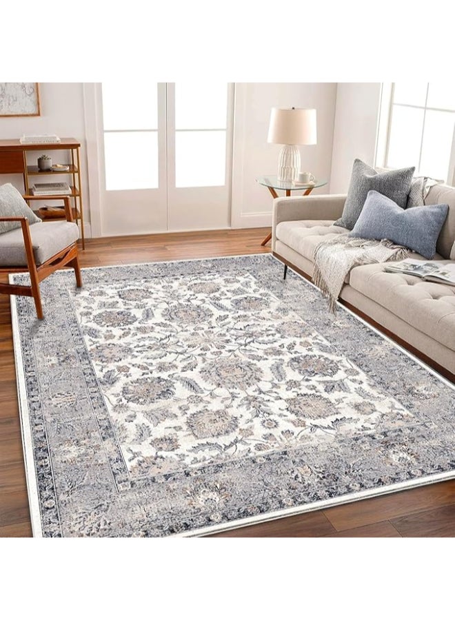 Noon East Carpet Rug Anti-Slip- Size- 274 x 366 (9x12 ft) | Color- Grey & White |Boho Medallion| Ideal as Carpets for Living room, Bedroom & Office - Image 3