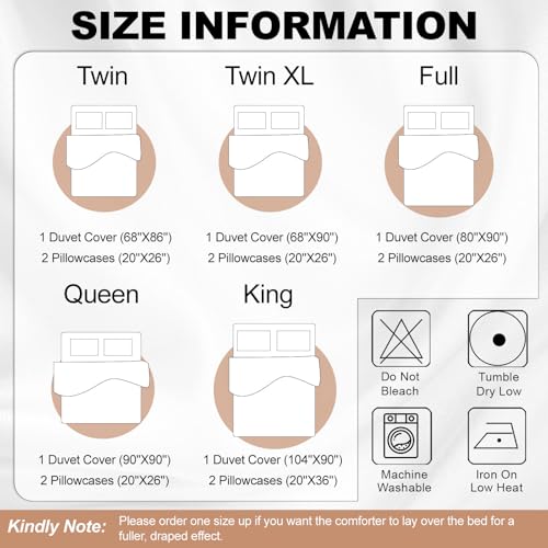 VC Life VClife Washed Cotton Duvet Cover Sets Twin XL (Include 1 Duvet Cover & 2 Pillowcases) Modern Pink Orange Green Stripe Comforter Cover with Zipper Closure 3 Pieces Bedding Sest for Woman Man - Image 2