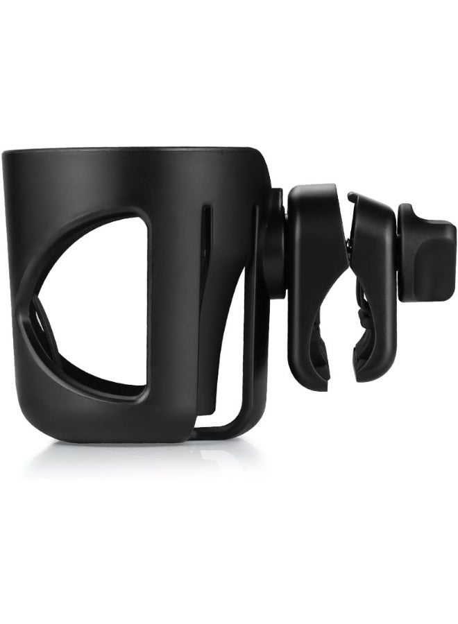 Accmor Universal Cup Holder, Stroller Cup Holder, Large Caliber Designed Cup Holder, 360 Degrees Universal Rotation Cup Drink Holder, Black, 2 Pack - Image 2