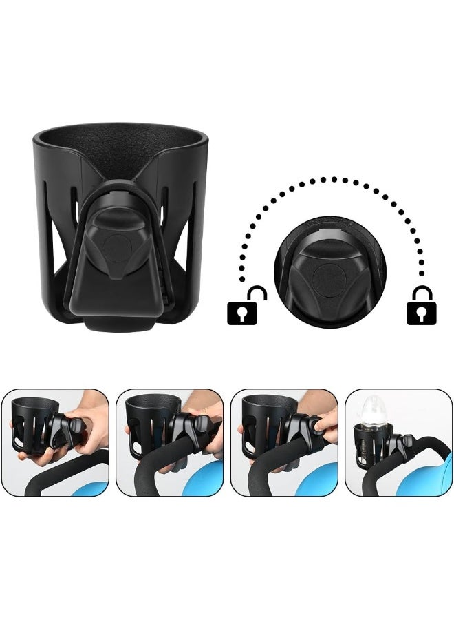 Accmor Universal Cup Holder, Stroller Cup Holder, Large Caliber Designed Cup Holder, 360 Degrees Universal Rotation Cup Drink Holder, Black, 2 Pack - Image 4
