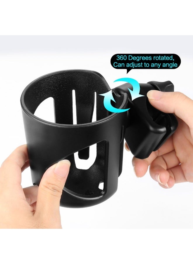 Accmor Universal Cup Holder, Stroller Cup Holder, Large Caliber Designed Cup Holder, 360 Degrees Universal Rotation Cup Drink Holder, Black, 2 Pack - Image 5