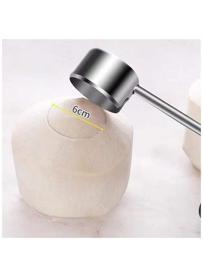 3 PCS Coconut Opener Tool Set,Coconut Scraper,Coconut Stainless Shell Puncher Knife, Rubber Hammer - Image 3