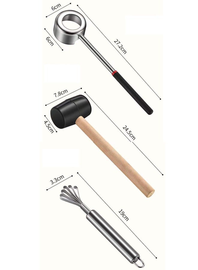 3 PCS Coconut Opener Tool Set,Coconut Scraper,Coconut Stainless Shell Puncher Knife, Rubber Hammer - Image 5